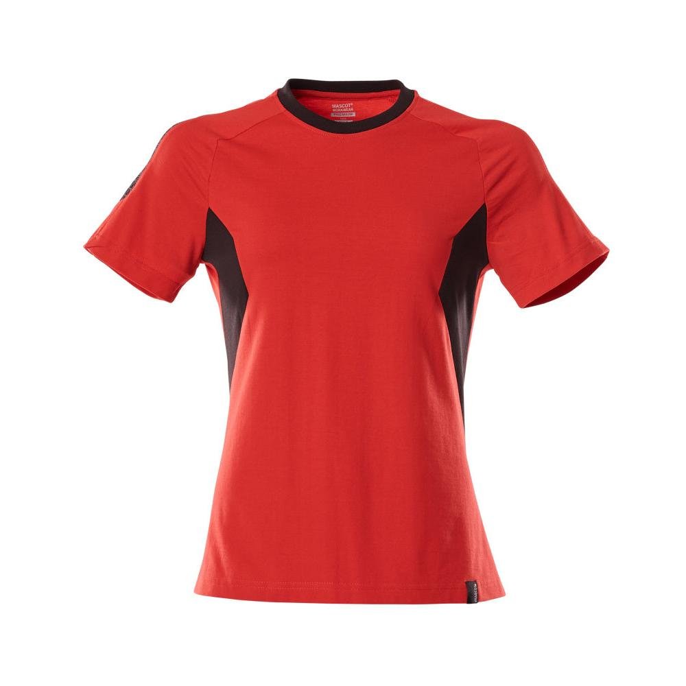 Camiseta, camiseta feminina feminina, vermelho trânsito/preto