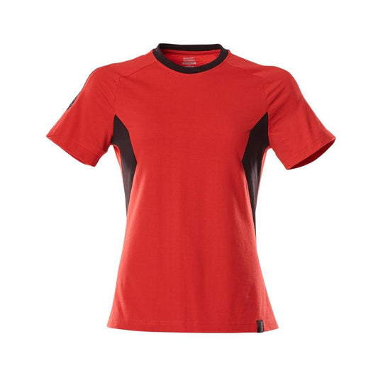 Camiseta, camiseta feminina feminina, vermelho trânsito/preto