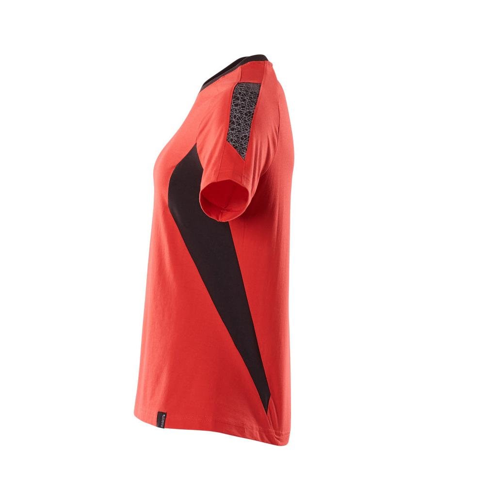 Camiseta, camiseta feminina feminina, vermelho trânsito/preto