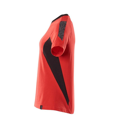 Camiseta, camiseta feminina feminina, vermelho trânsito/preto