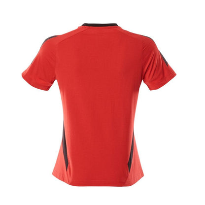 Camiseta, camiseta feminina feminina, vermelho trânsito/preto