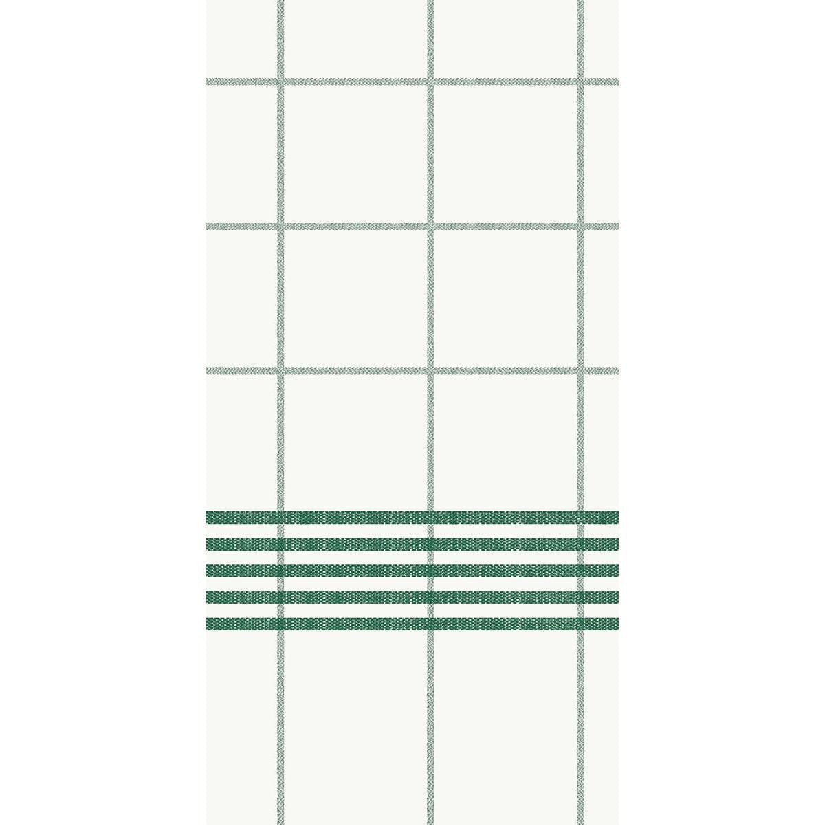 Um fundo branco com uma grade de linhas verdes finas. Embaixo, quatro linhas verdes mais grossas cruzam vários quadrados e refletem a elegância de alta qualidade do guardanapo Dunisoft 48 x 48 cm 1/8 dobra em livro da Duni GmbH.