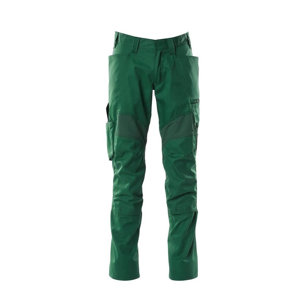 Calças com bolsos nos joelhos, calças com stretch, verde