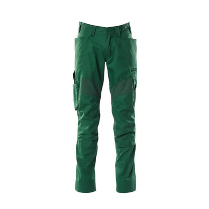 Calças com bolsos nos joelhos, calças com stretch, verde