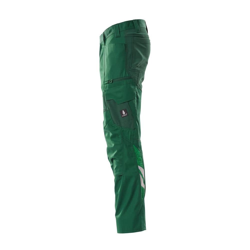 Calças com bolsos nos joelhos, calças com stretch, verde