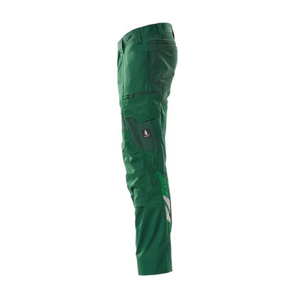 Calças com bolsos nos joelhos, calças com stretch, verde