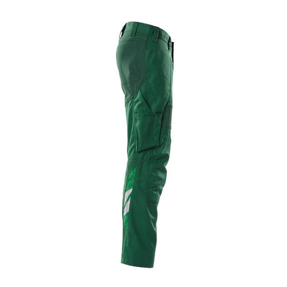Calças com bolsos nos joelhos, calças com stretch, verde