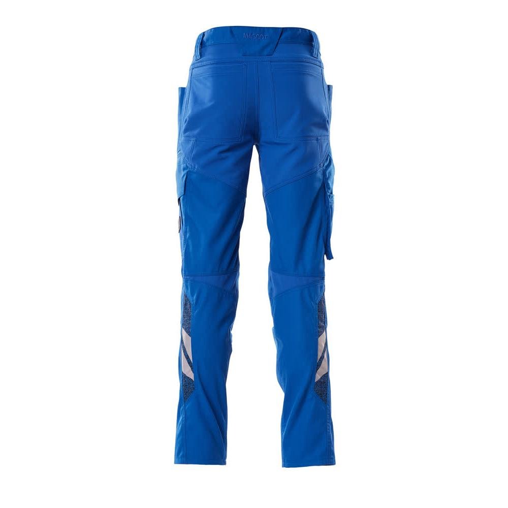 Calças com bolsos nos joelhos, calças com inserções elásticas, azul celeste