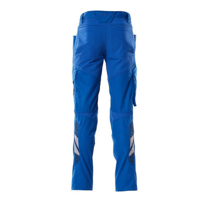 Calças com bolsos nos joelhos, calças com inserções elásticas, azul celeste
