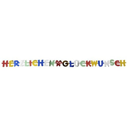 A PAPSTAR corrente de saudação de 2,5 m "Parabéns" da PAPSTAR GmbH é uma decoração festiva com letras de papel coloridas nas cores vermelho, azul, verde, amarelo, branco e preto - perfeita para qualquer ocasião especial.