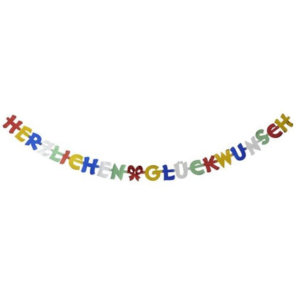 A PAPSTAR corrente de saudação de 2,5 m "Parabéns" da PAPSTAR GmbH é uma decoração de festa festiva e colorida - cada letra em uma cor vibrante, ideal para qualquer celebração. É entregue em um saco de 1 unidade.