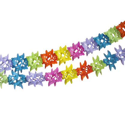 A guirlanda de papel PAPSTAR (Ø 12 cm, 6 m) da PAPSTAR GmbH apresenta estrelas coloridas entrelaçadas - perfeita como decoração viva para qualquer ocasião festiva.