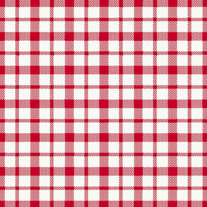Um xadrez vermelho e branco com linhas uniformemente espaçadas forma quadrados e retângulos nestes guardanapos Dunisoft 40 x 40 cm 1/4 dobra da Duni GmbH de alta qualidade.