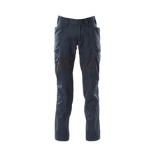 Calças, bolsos nas coxas, calças com inserções elásticas, preto-azul