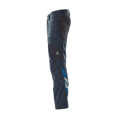 Calças, bolsos nas coxas, calças com inserções elásticas, preto-azul