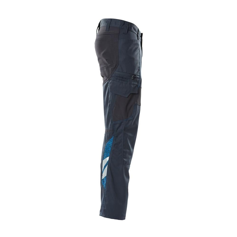 Calças, bolsos nas coxas, calças com inserções elásticas, preto-azul