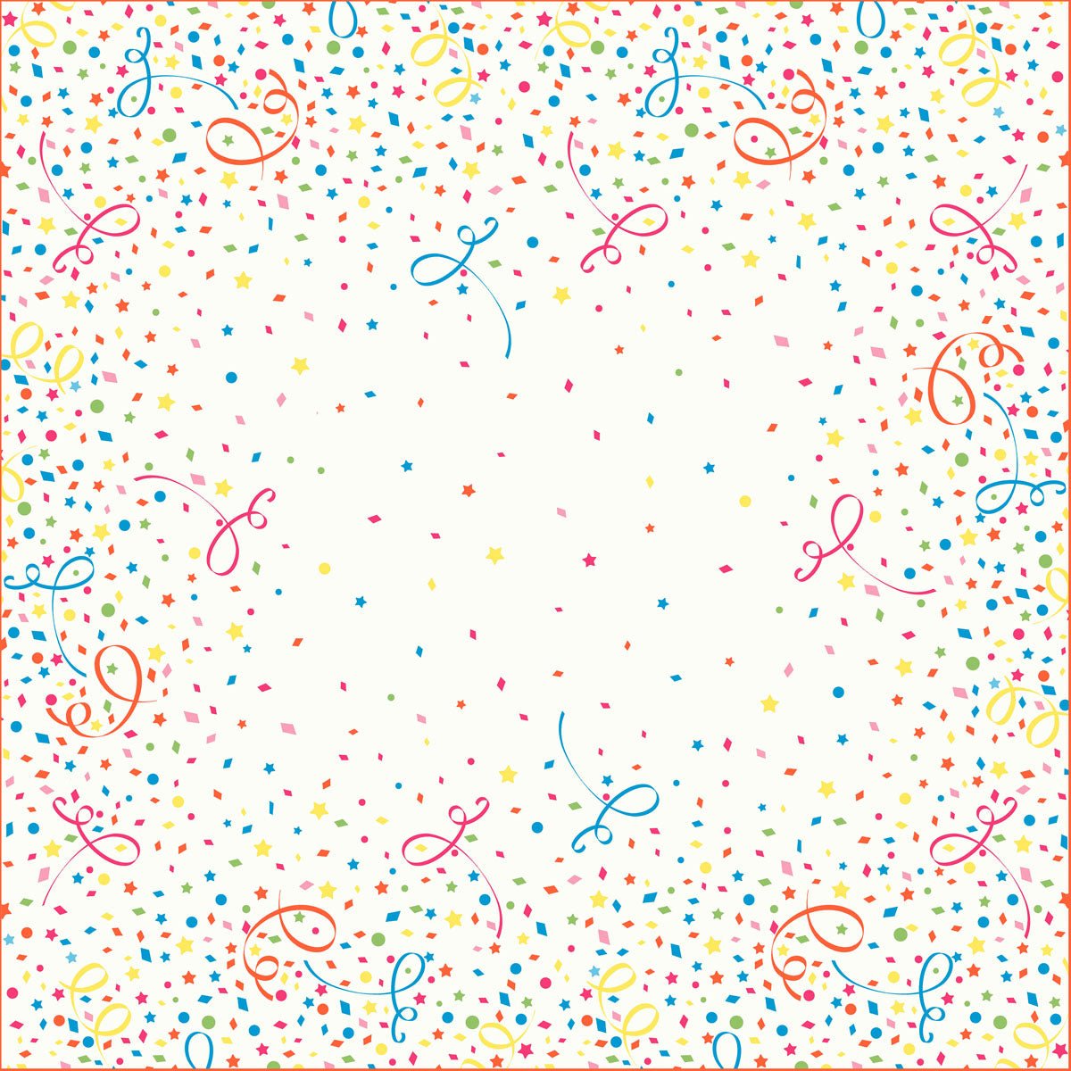 O artigo descontinuado: Toalhas de mesa Dunicel 84 x 84 cm Confetti da Duni GmbH apresenta uma borda vibrante de confetes coloridos, estrelas e redemoinhos - ideal para a decoração da mesa com vermelho, azul, amarelo, verde e laranja em branco brilhante. Embalagem com 20 unidades.