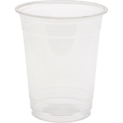 Um copo claro e transparente da Duni GmbH com aparência elegante de vidro está em pé sobre um fundo branco simples, cujo bordo e fundo visíveis revelam materiais de alta qualidade.