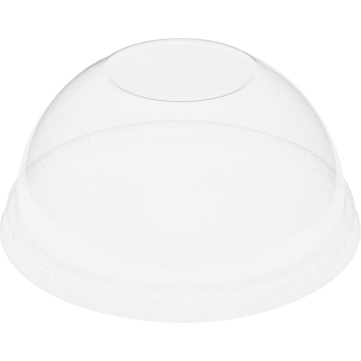 A tampa de cúpula Duni GmbH sem abertura para 188004-6 é uma tampa de rPET clara em forma de cúpula, ideal para cobrir copos de bebidas ou sobremesas e perfeita para embalagens de alimentos; a embalagem contém 50 tampas transparentes.