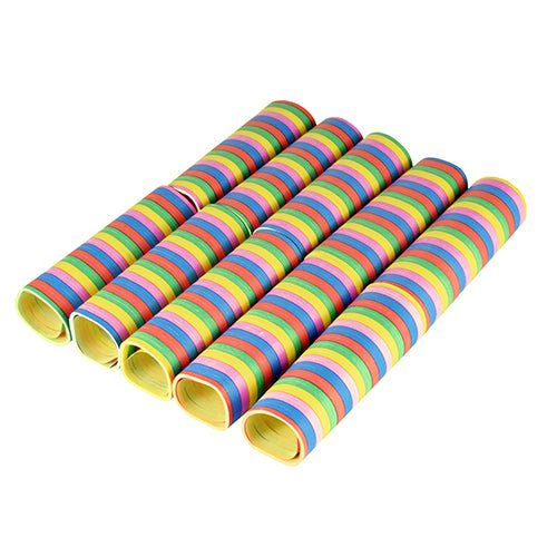 Dez serpentinas PAPSTAR de 4 m "Stripes" (película retardante de chama) da PAPSTAR GmbH com listras coloridas - a decoração de festa ideal.