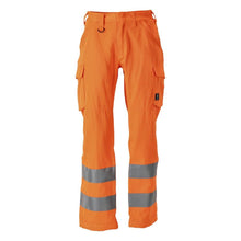 Calças, bolsos nas coxas, calças lisas, laranja de alta visibilidade