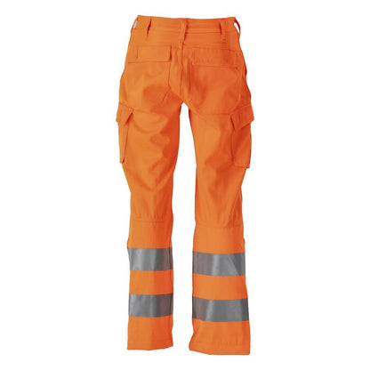 Calças, bolsos nas coxas, calças lisas, laranja de alta visibilidade