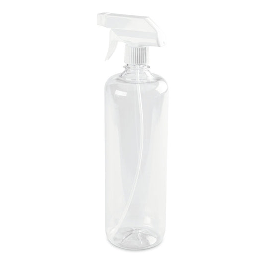 Um frasco pulverizador Nölle Profi Brush, colorido-transparente, 960 ml de plástico da Nölle Profi Brush Bürsten- & Pinseltechnik e.K., com cabeça de pulverização branca, está em pé em um fundo branco.