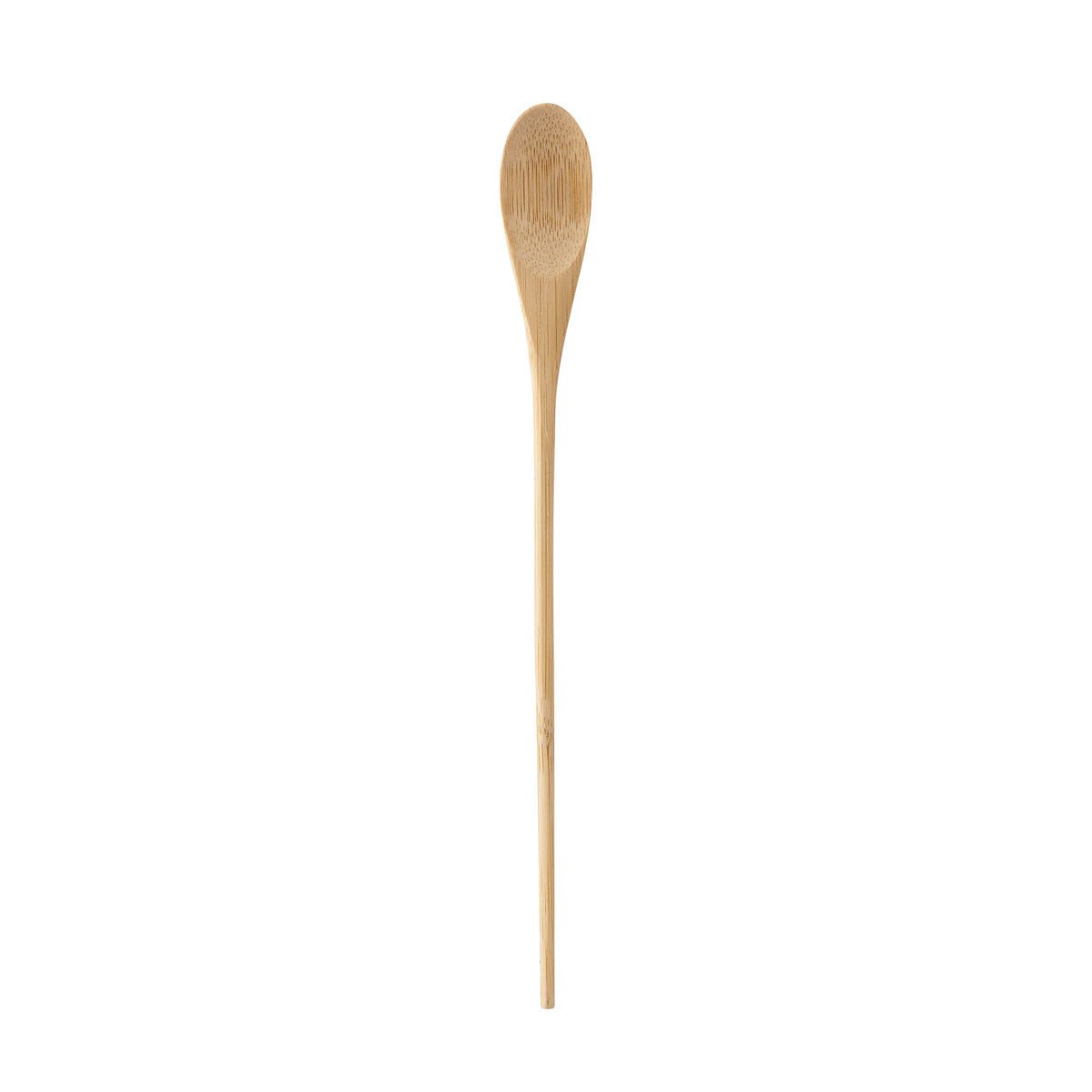Uma colher longa de bambu da Duni GmbH (220 mm, madeira bege), embalagem de 100 unidades, é vista sobre um fundo branco.