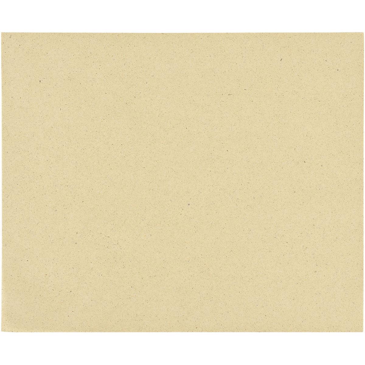 Vista de cima de um papel de embrulho de grama Bloom Mini (345x290 mm) não impresso, texturizado, bege claro, da Duni GmbH, papel de grama natural com salpicos discretos; embalagem contém 1000 unidades.