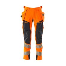 Calças com bolsos suspensos, calças ULTIMATE STRETCH, alta visibilidade laranja/preto-azul
