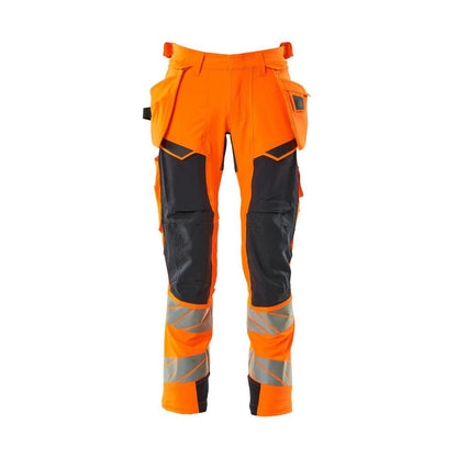 Calças com bolsos suspensos, calças ULTIMATE STRETCH, alta visibilidade laranja/preto-azul