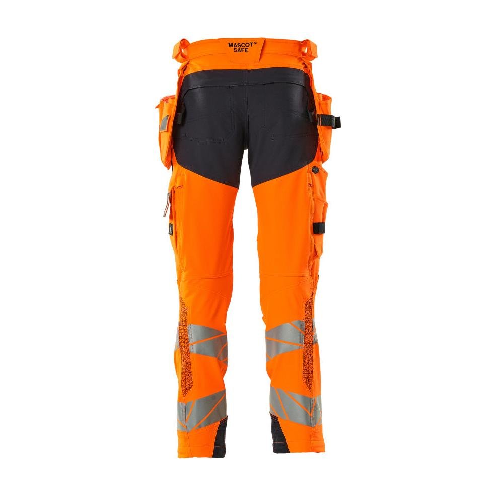 Calças com bolsos suspensos, calças ULTIMATE STRETCH, alta visibilidade laranja/preto-azul