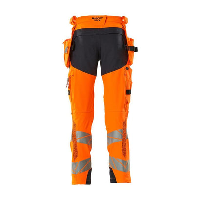 Calças com bolsos suspensos, calças ULTIMATE STRETCH, alta visibilidade laranja/preto-azul