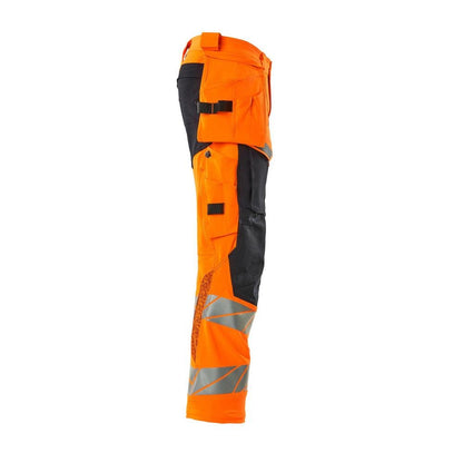 Calças com bolsos suspensos, calças ULTIMATE STRETCH, alta visibilidade laranja/preto-azul