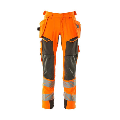 Calças com bolsos suspensos, calças ULTIMATE STRETCH, laranja de alta visibilidade/antracite escuro