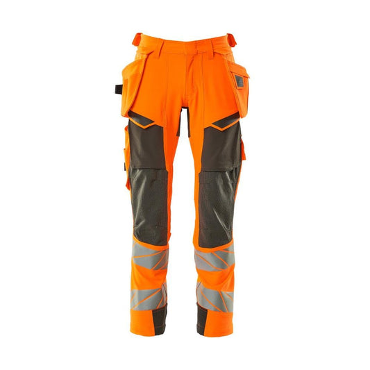 Calças com bolsos suspensos, calças ULTIMATE STRETCH, laranja de alta visibilidade/antracite escuro