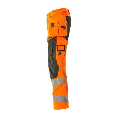 Calças com bolsos suspensos, calças ULTIMATE STRETCH, laranja de alta visibilidade/antracite escuro