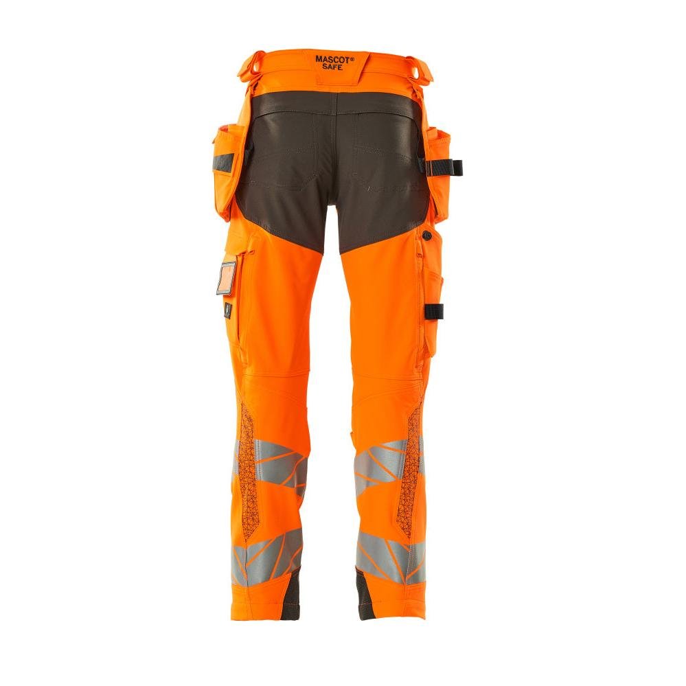 Calças com bolsos suspensos, calças ULTIMATE STRETCH, laranja de alta visibilidade/antracite escuro