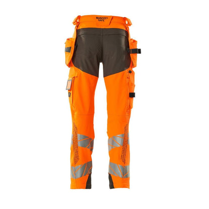 Calças com bolsos suspensos, calças ULTIMATE STRETCH, laranja de alta visibilidade/antracite escuro