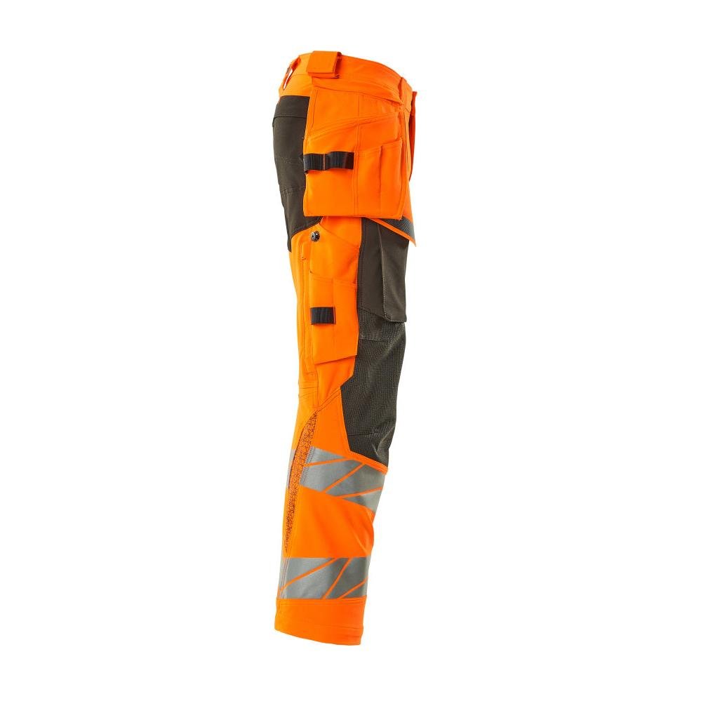 Calças com bolsos suspensos, calças ULTIMATE STRETCH, laranja de alta visibilidade/antracite escuro