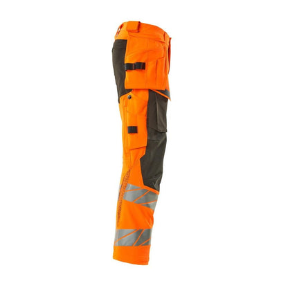 Calças com bolsos suspensos, calças ULTIMATE STRETCH, laranja de alta visibilidade/antracite escuro