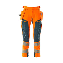 Calças com bolsos suspensos, calças ULTIMATE STRETCH, alta visibilidade laranja/petróleo escuro