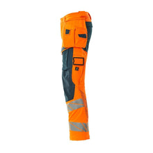 Calças com bolsos suspensos, calças ULTIMATE STRETCH, alta visibilidade laranja/petróleo escuro
