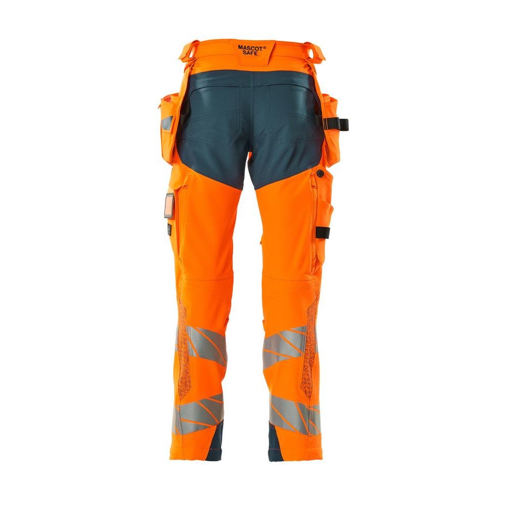 Calças com bolsos suspensos, calças ULTIMATE STRETCH, alta visibilidade laranja/petróleo escuro