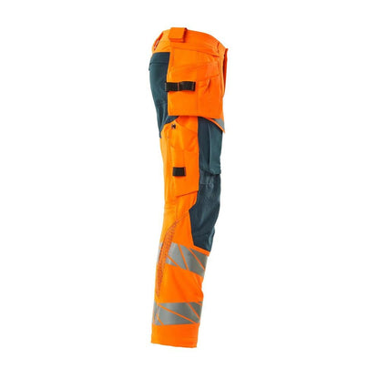 Calças com bolsos suspensos, calças ULTIMATE STRETCH, alta visibilidade laranja/petróleo escuro