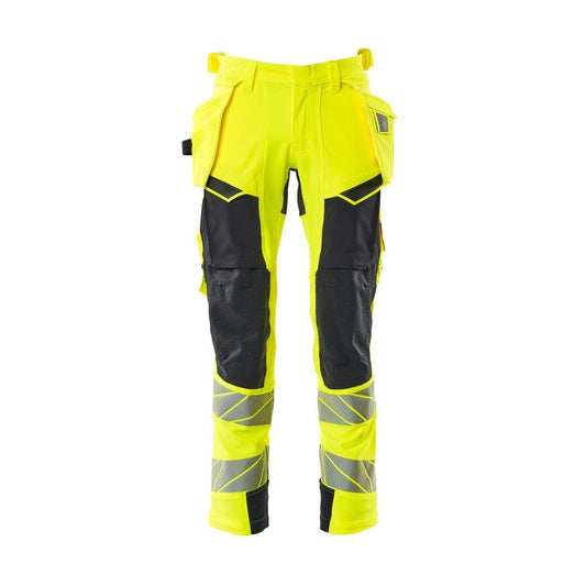 Calças com bolsos suspensos, calças ULTIMATE STRETCH, alta visibilidade amarelo/preto-azul