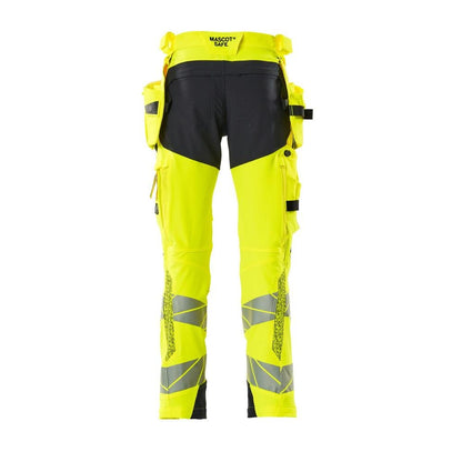 Calças com bolsos suspensos, calças ULTIMATE STRETCH, alta visibilidade amarelo/preto-azul