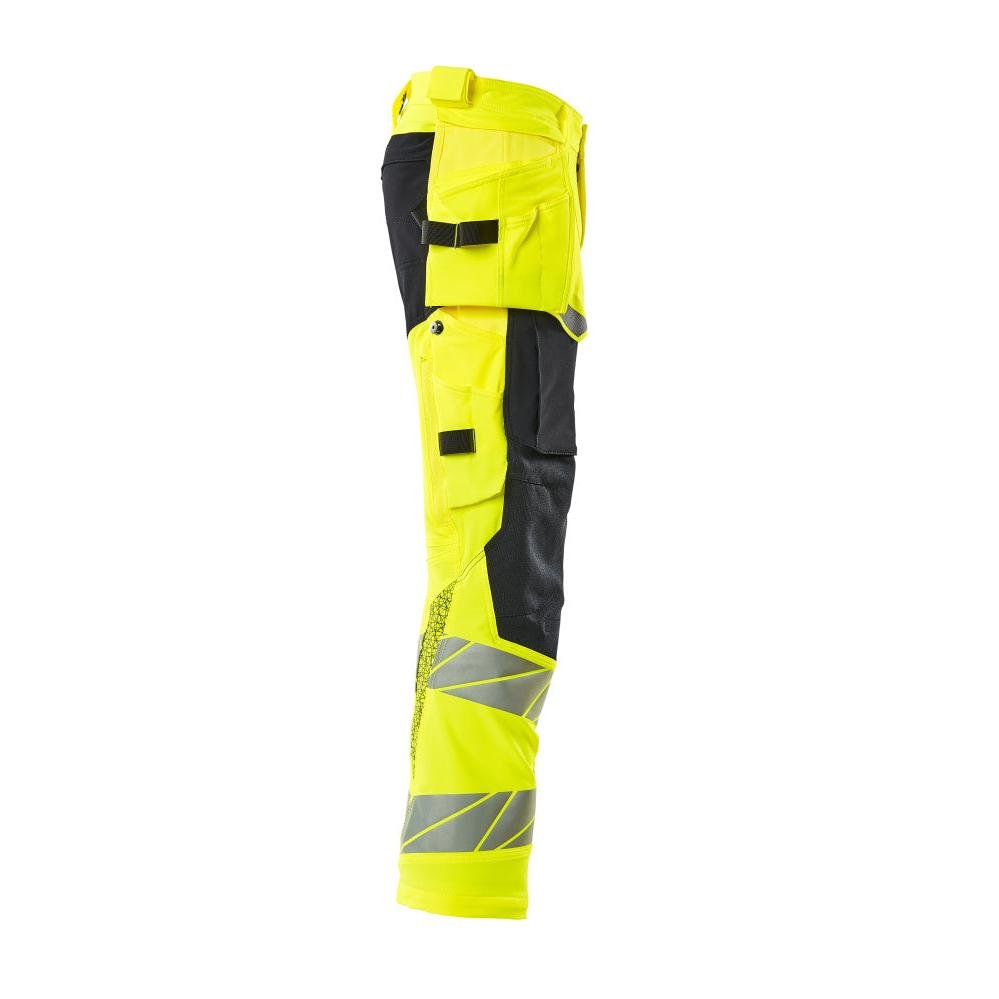 Calças com bolsos suspensos, calças ULTIMATE STRETCH, alta visibilidade amarelo/preto-azul