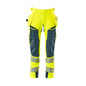 Calças com bolsos suspensos, calças ULTIMATE STRETCH, amarelo hi-vis/petróleo escuro