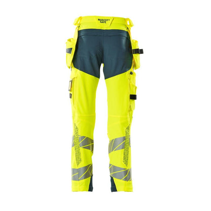 Calças com bolsos suspensos, calças ULTIMATE STRETCH, amarelo hi-vis/petróleo escuro